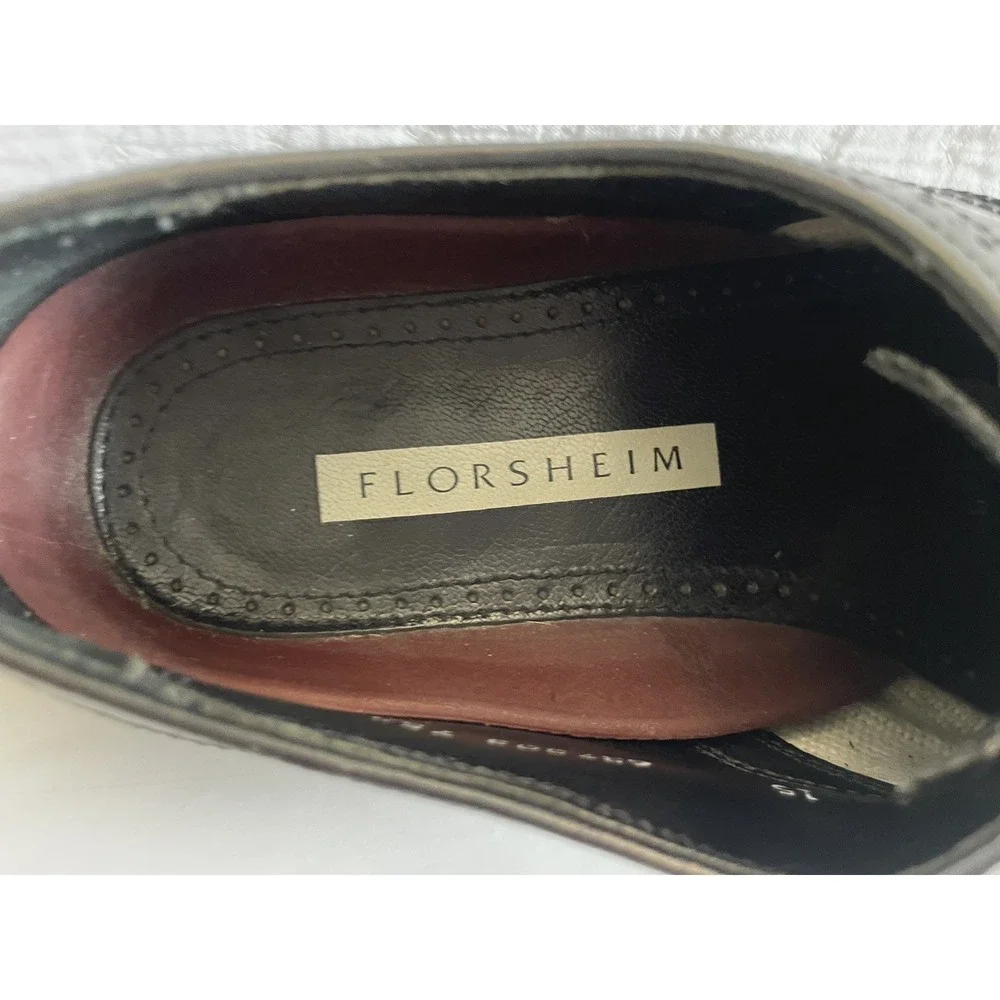Florsheim Men's Wingtip Brogue Black Oxfords Size 9.5 Dress Shoes Classic Career